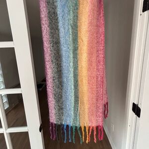 Rainbow Striped Knit Scarf